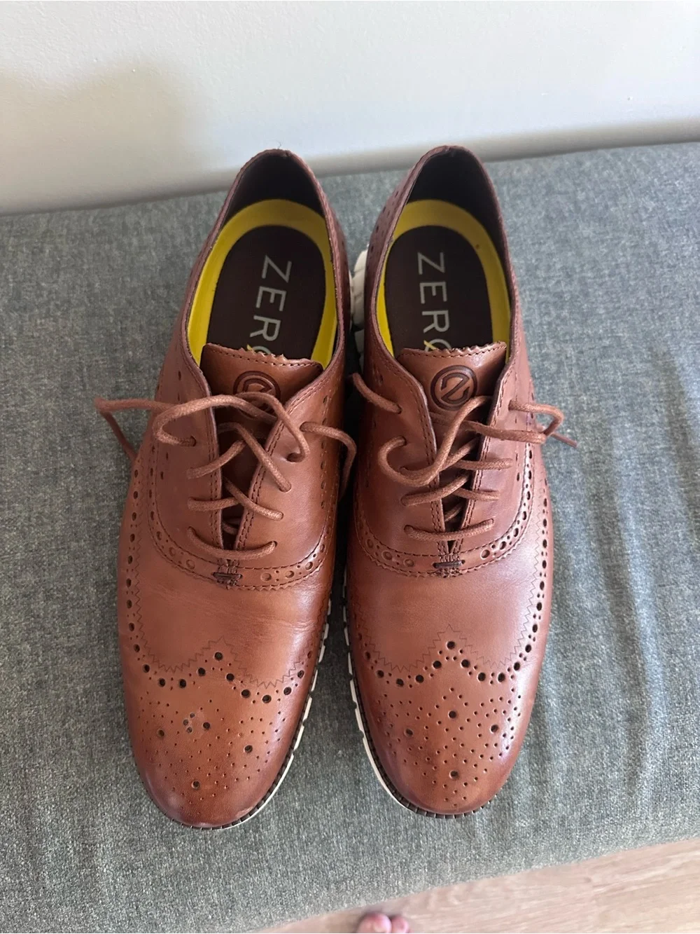 COLE HAAN Zerogrand Wingtip Oxford Shoes Men's Size 11 British Tan